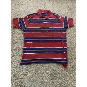 Vintage Polo Ralph Lauren Navy And Red  Striped Polo Shirt Mens Size Large Bin T